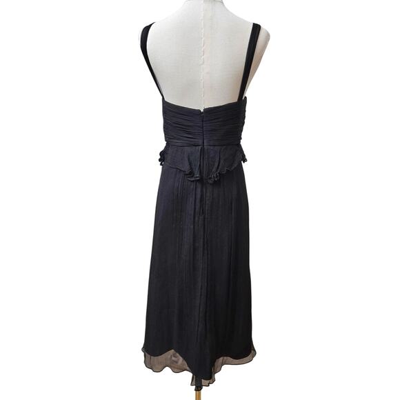 Amsale Womens Whimsigoth Romantic LBD Sheer Silk Babydoll Halter Midi Dress 10 - Picture 7 of 12